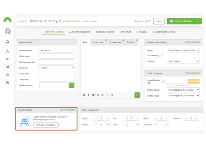 add existing traveller contacts to an itinerary 2