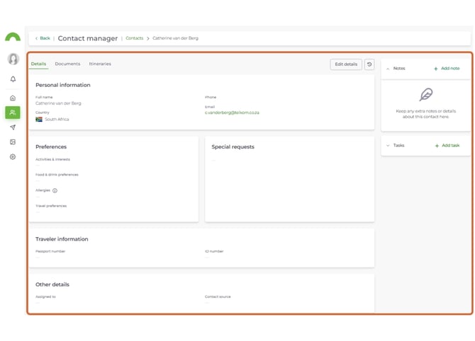 add or manage notes and tasks for a contact 2