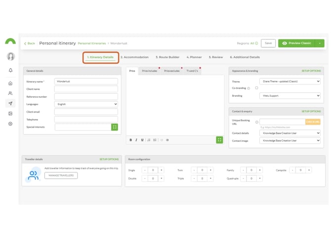 create travler contacts directly from iten 2