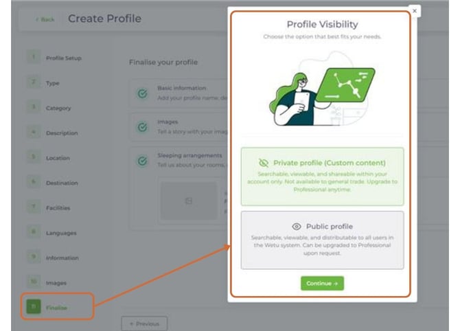 rooms options of private or public