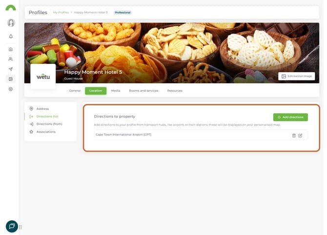location saved directions to prop
