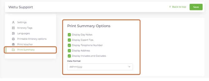 Print summary option 3