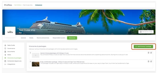 Itineraries or packages for mobile accom 2