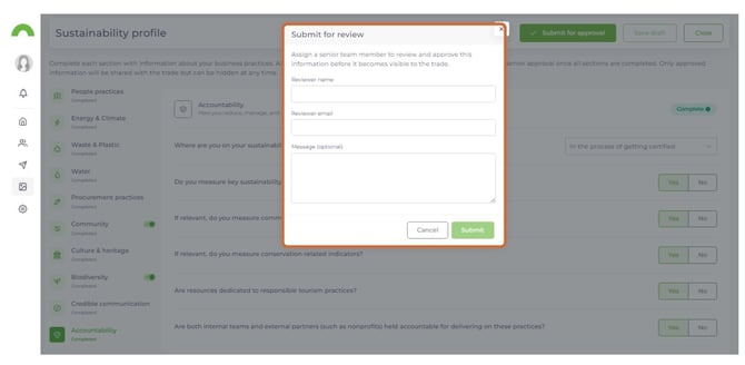 Set Up and Complete Your Sustainability Profile 10