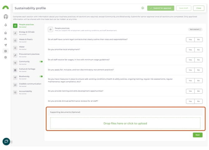 Set Up and Complete Your Sustainability Profile 5