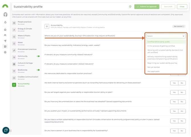 Set Up and Complete Your Sustainability Profile 7
