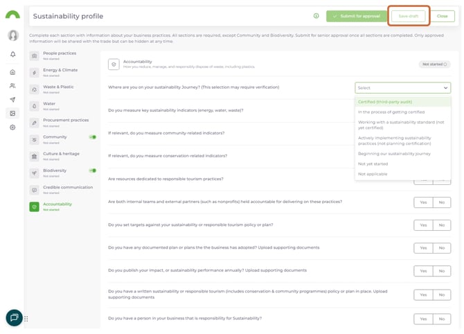 Set Up and Complete Your Sustainability Profile 8
