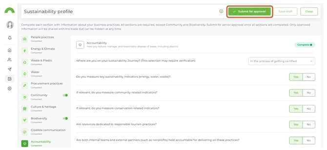 Set Up and Complete Your Sustainability Profile 9
