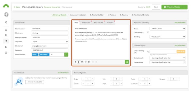 add or adjust itinerary pricing 2a