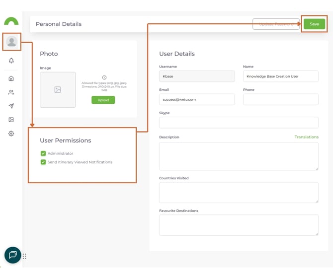 Wetu Where can I view or update my Wetu user profile